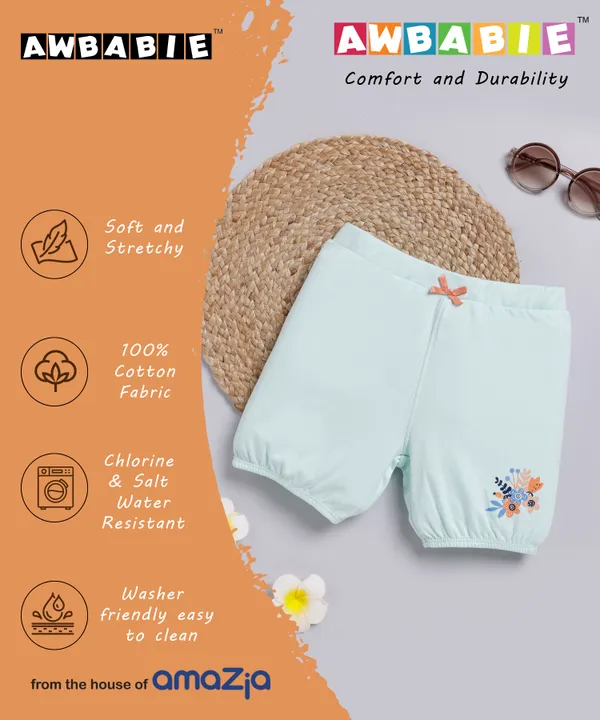 Light_Green_Shorts_Flowers_Knits_For_Girls