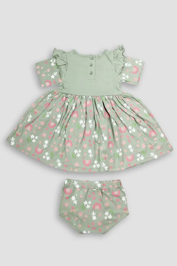 LIGHT_GREEN_COLOR_100%_COTTON_DRESS_FOR_INFANT_GIRLS