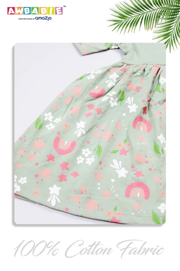 LIGHT_GREEN_COLOR_100%_COTTON_DRESS_FOR_INFANT_GIRLS