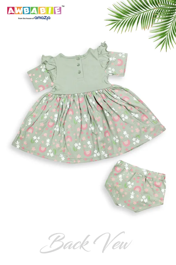 LIGHT_GREEN_COLOR_100%_COTTON_DRESS_FOR_INFANT_GIRLS
