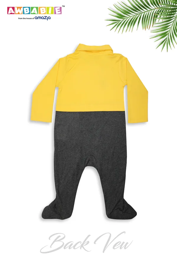 Yellow_&_Grey_100%_Cotton_Rompers_For_Infant_Boys