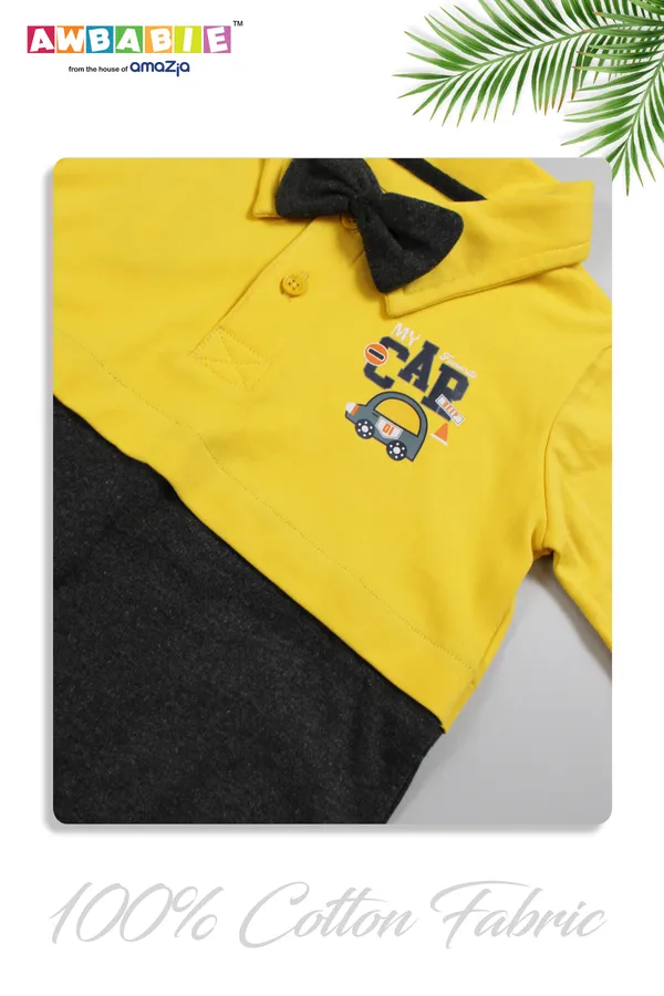 Yellow_&_Grey_100%_Cotton_Rompers_For_Infant_Boys