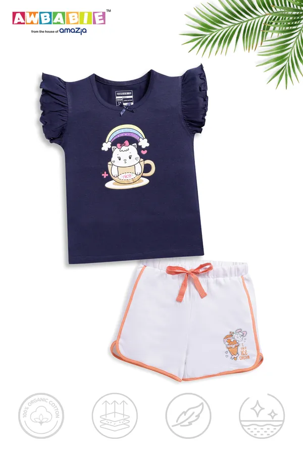 Blue_Soft_Cotton__Regular_T-_Shirts_And_White_Shorts_For_Girls_(Combo)
