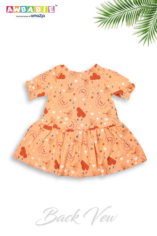 ORANGE_COLOR_100%_COTTON_DRESS_FOR_INFANT_GIRLS