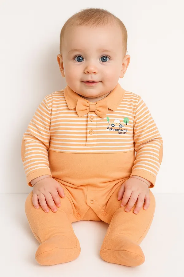 Peach_100%_Cotton_Rompers_For_Infant_Boys