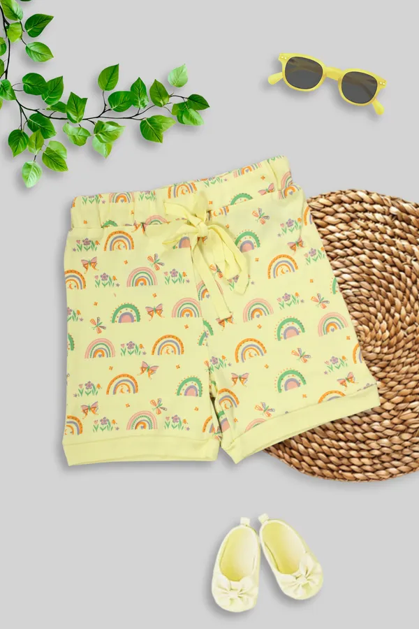 Yellow_100%_Cotton_Shorts_For_Infant_Girls