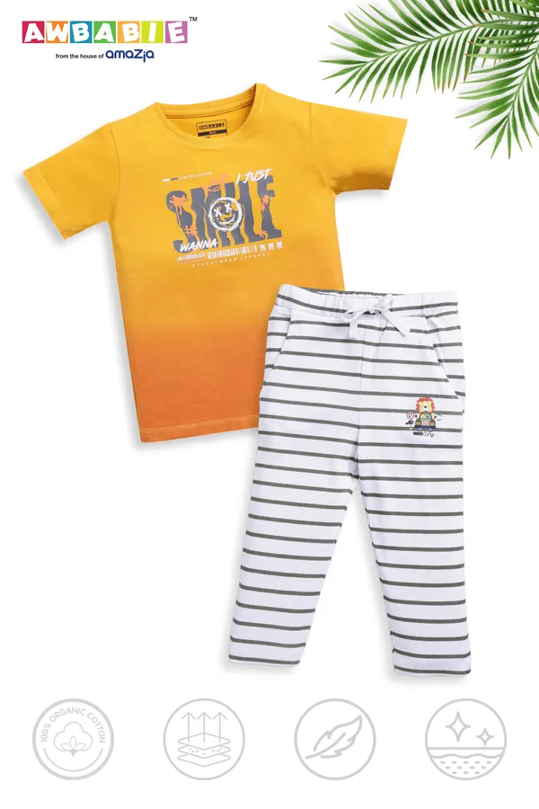 Yellow_Soft_Cotton_Regular_T-Shirt_And_Pant_For_Boy_(Combo)