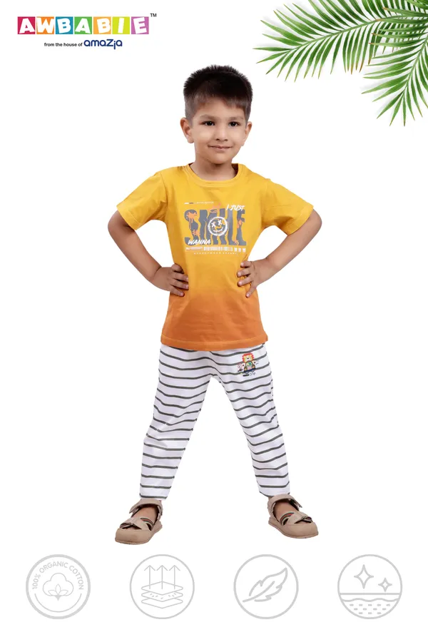 Yellow_Soft_Cotton_Regular_T-Shirt_And_Pant_For_Boy_(Combo)