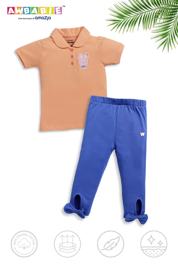 Orange_Soft_Cotton_Regular_T-Shirt_And_Blue_Legging_For_Girls_(Combo)