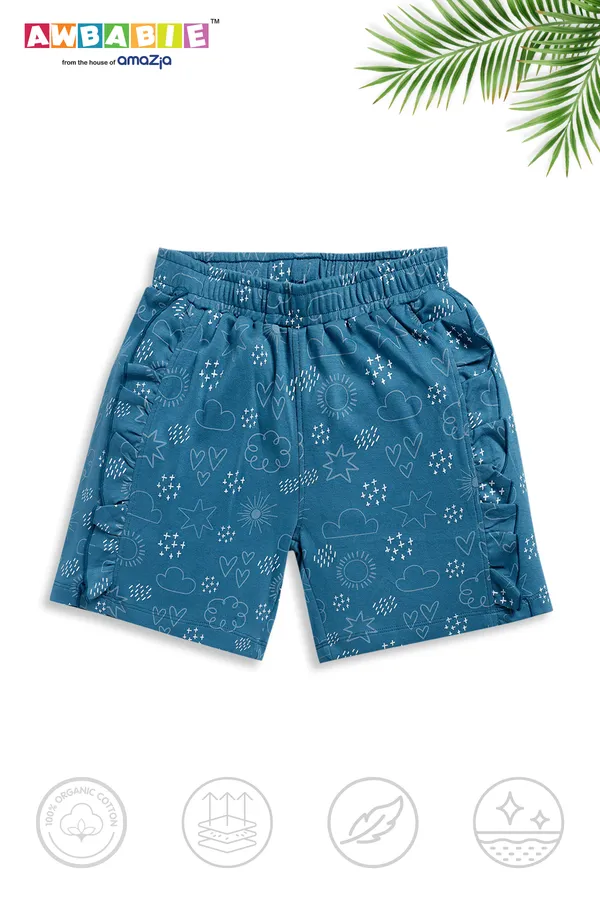 Yellow_Soft_Cotton_Regular_T-Shirt_And_Blue_Shorts_For_Girls_(Combo)