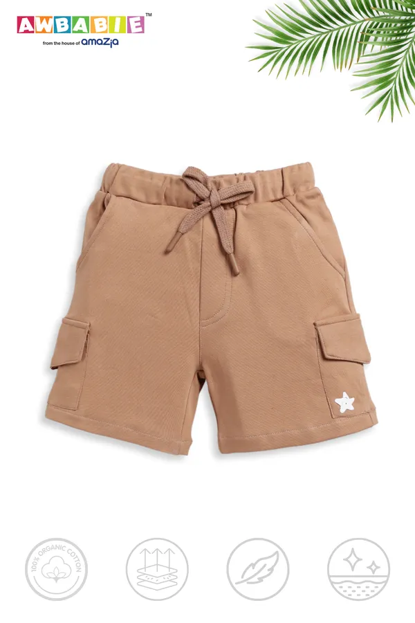 Grey__Soft_Cotton_Regular_T-Shirt_And_Brown_Shorts_For_Boy_(Combo)