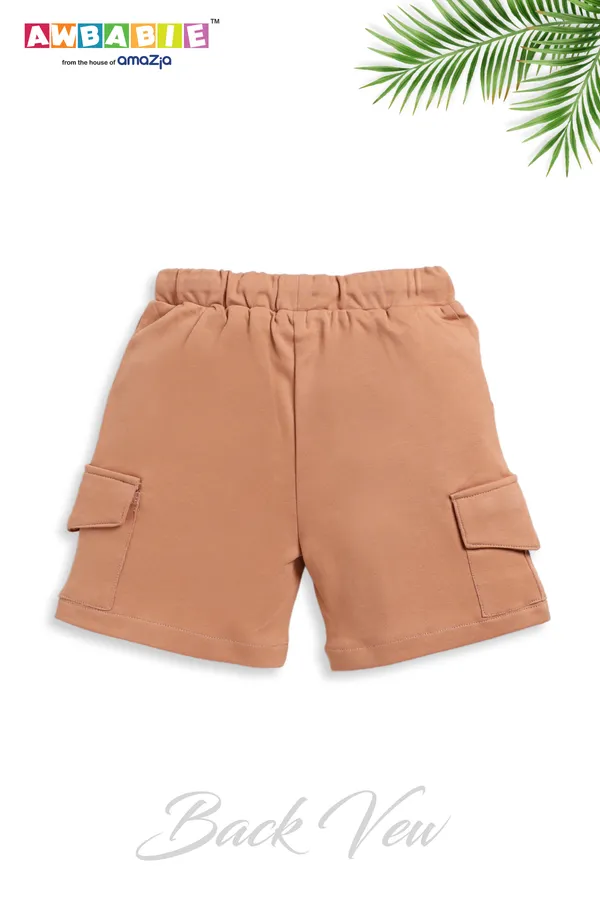 Grey__Soft_Cotton_Regular_T-Shirt_And_Brown_Shorts_For_Boy_(Combo)