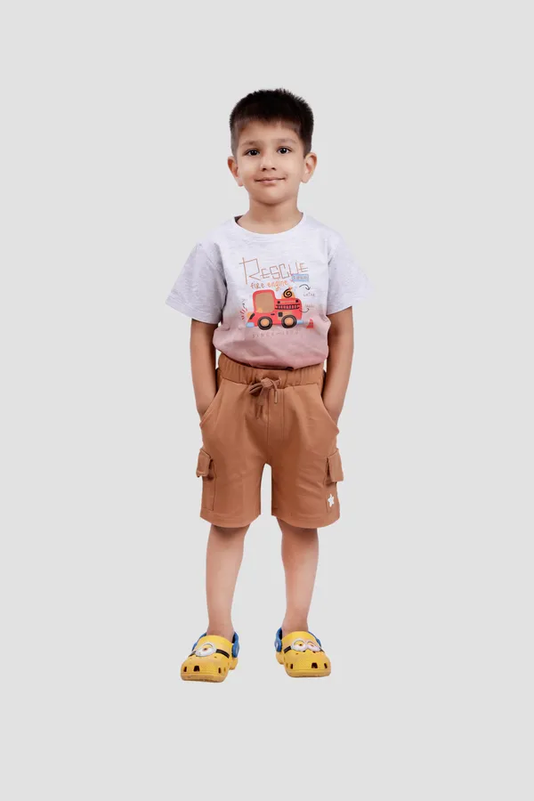 Grey__Soft_Cotton_Regular_T-Shirt_And_Brown_Shorts_For_Boy_(Combo)
