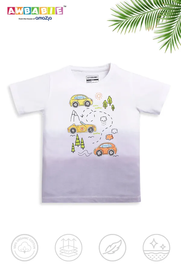 White_Soft_Cotton_Regular_T-Shirt_And_Blue_Shorts_For_Boy_(Combo)