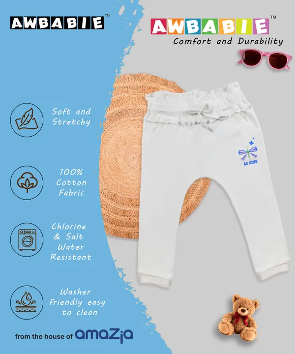 White_100%_Cotton_Joggers_For_Infant_Girls