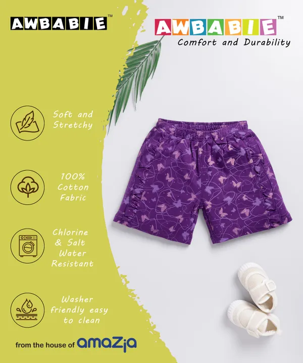 Purple_Soft_Cotton_All_Over_Print_Regular_Shorts_For_Girls