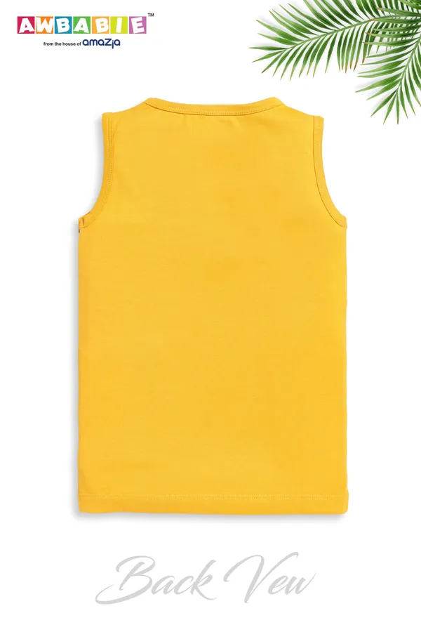 Yellow_Soft_Cotton_Regular_Sleeveless_T-Shirt_And_Shorts_For_Boy_(Combo)