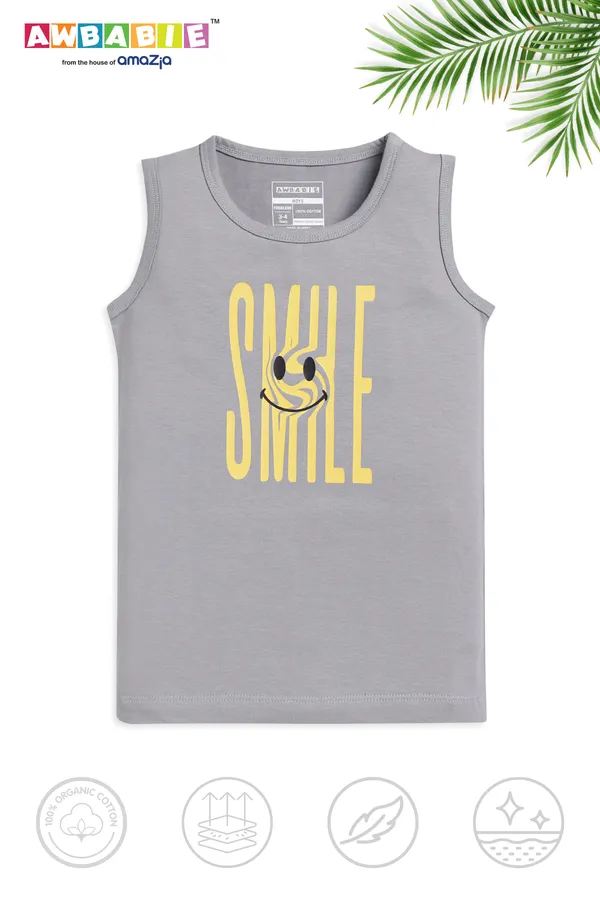 Grey_Soft_Cotton_Regular_Sleeveless_T-Shirt_And_Shorts_For_Boy_(Combo)