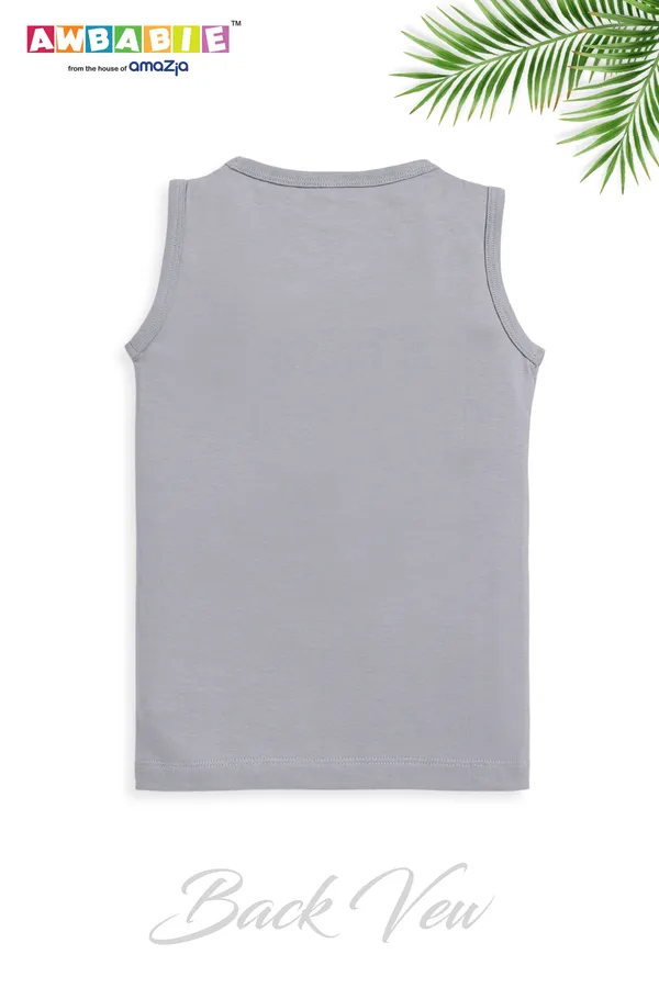 Grey_Soft_Cotton_Regular_Sleeveless_T-Shirt_And_Shorts_For_Boy_(Combo)
