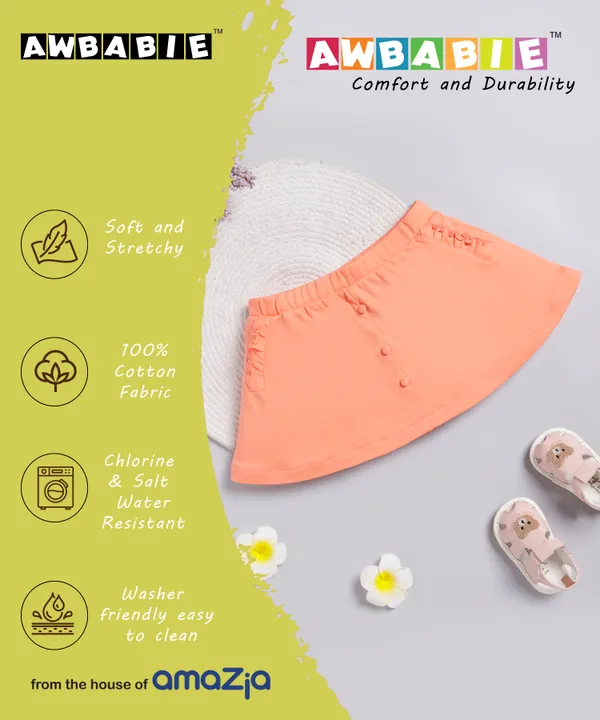 Orange_Soft_Cotton_Regular__Casual_Skort_Baby_Girls