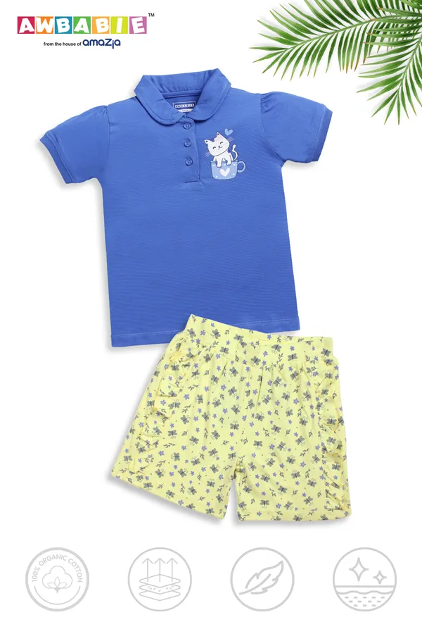 Blue_Soft_Cotton_Regular_T-Shirt_And_Printed_Shorts_For_Girls_(Combo)