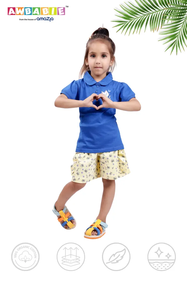 Blue_Soft_Cotton_Regular_T-Shirt_And_Printed_Shorts_For_Girls_(Combo)