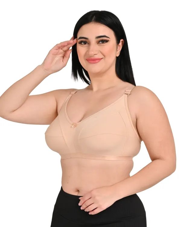 Beige_Full_Coverage_Single_Layered,_Non_Padded,_Non_Wired,_Seamed_Cups_Soft_Strap_Plus_Size_Bra