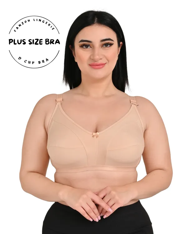 Beige_Full_Coverage_Single_Layered,_Non_Padded,_Non_Wired,_Seamed_Cups_Soft_Strap_Plus_Size_Bra
