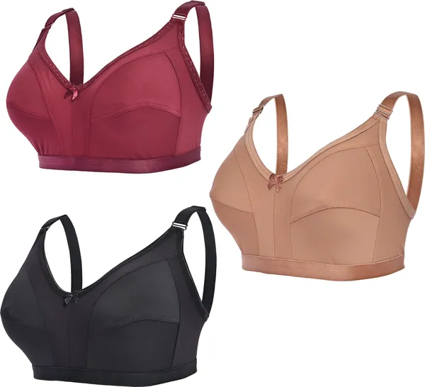Pack_Of_3_Multicolor_Regular_Cotton_Blend_Solid_Non_Padded_Soft_Strap_Plus_Size_Bra