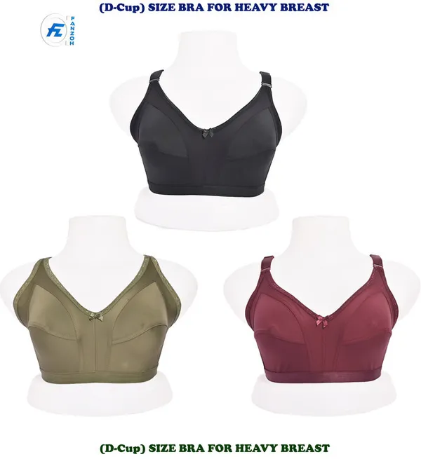 Pack_Of_3_Multicolor_Regular_Cotton_Blend_Solid_Non_Padded_Soft_Strap_Plus_Size_Bra