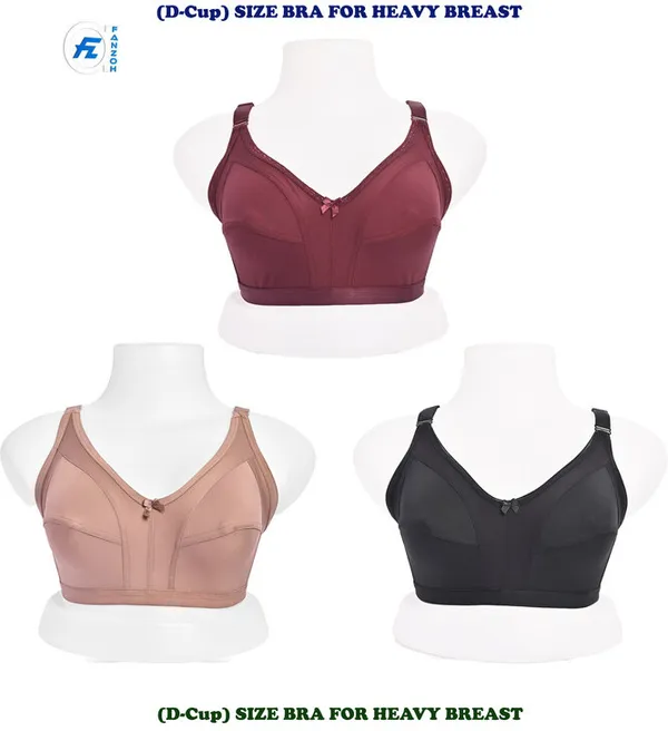 Pack_Of_3_Multicolor_Regular_Cotton_Blend_Solid_Non_Padded_Soft_Strap_Plus_Size_Bra