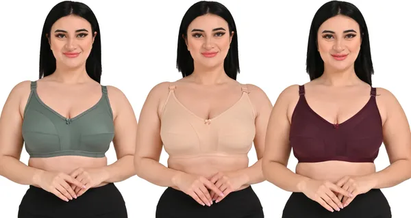 Pack_Of_3_Multicolor_Regular_Cotton_Blend_Solid_Non_Padded_Soft_Strap_Plus_Size_Bra