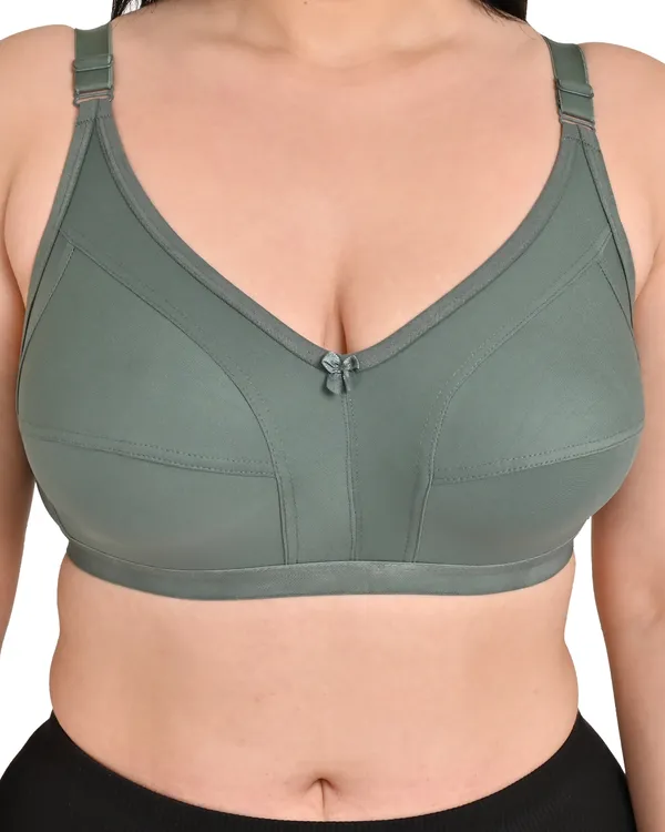 Pack_Of_2_Regular_Cotton_Blend_Solid_Non_Padded_Soft_Strap_Plus_Size_Bra_(Beige_&_Green)