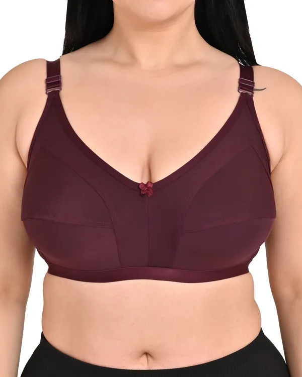 Pack_Of_2_Regular_Cotton_Blend_Solid_Non_Padded_Soft_Strap_Plus_Size_Bra_(Black_&_Maroon)