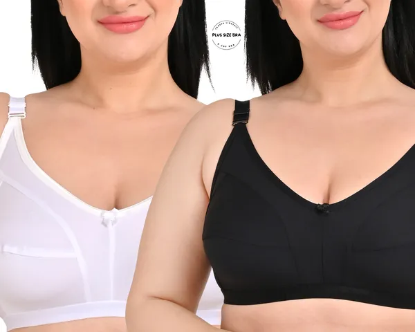Pack_Of_2_Regular_Cotton_Blend_Solid_Non_Padded_Soft_Strap_Plus_Size_Bra_(White_&_Black)