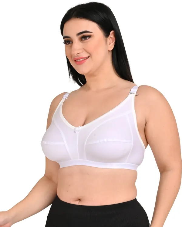 Pack_Of_2_Regular_Cotton_Blend_Solid_Non_Padded_Soft_Strap_Plus_Size_Bra_(White_&_Green)
