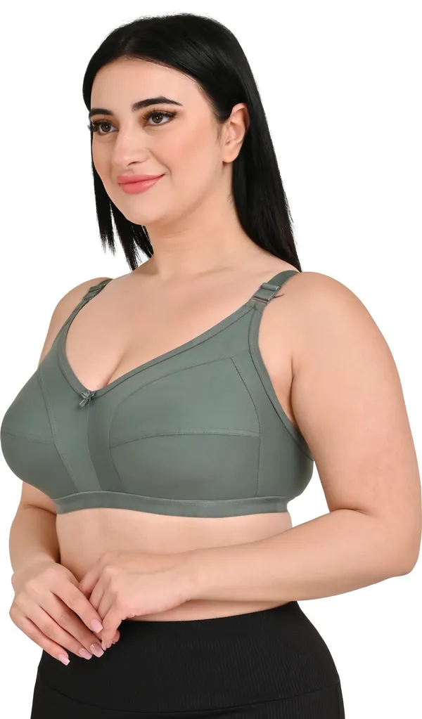 Pack_Of_2_Regular_Cotton_Blend_Solid_Non_Padded_Soft_Strap_Plus_Size_Bra_(White_&_Green)