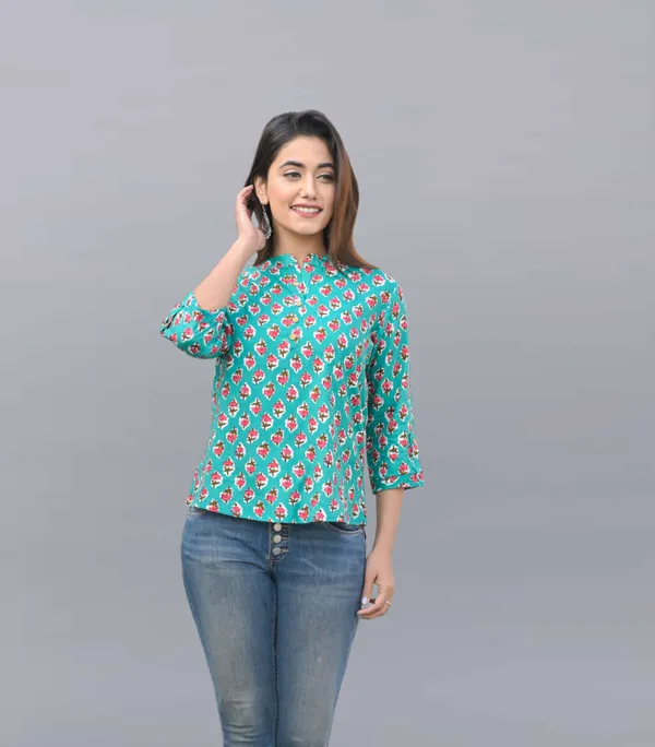 Blue_Viscose_Rayon_Casual_Printed_Top_For_Women