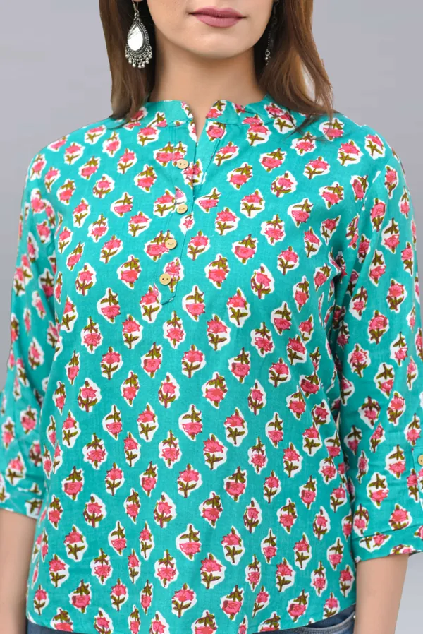 Blue_Viscose_Rayon_Casual_Printed_Top_For_Women