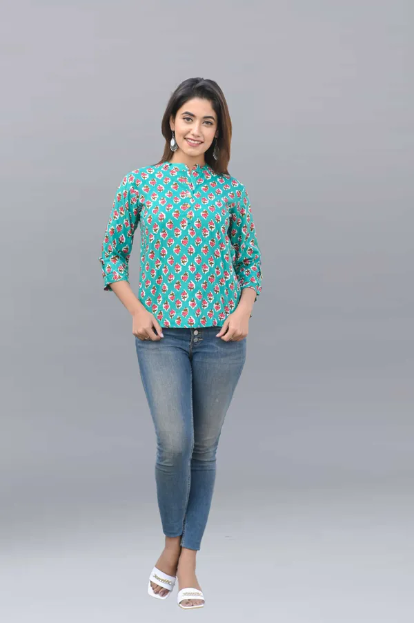 Blue_Viscose_Rayon_Casual_Printed_Top_For_Women