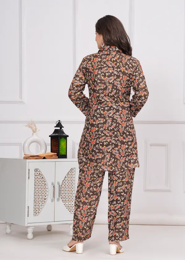 Brown_Viscose_Rayon_Casual_Tunic_Pant_Printed_Co-Ords_Set_For_Women