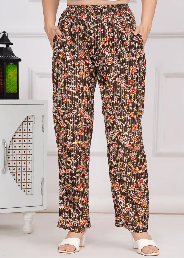 Brown_Viscose_Rayon_Casual_Tunic_Pant_Printed_Co-Ords_Set_For_Women