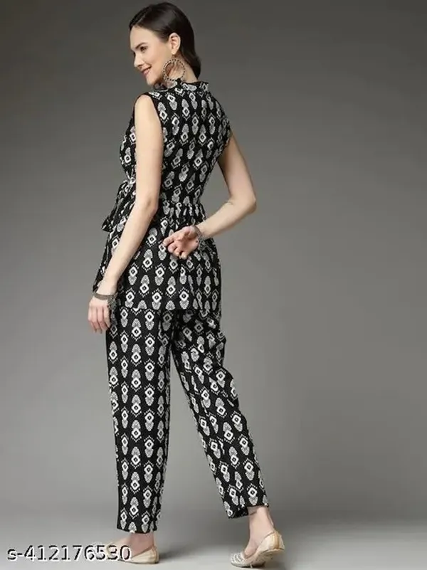 Black_Viscose_Rayon_Casual_Tunic_Pant_Printed_Co-Ords_Set_For_Women