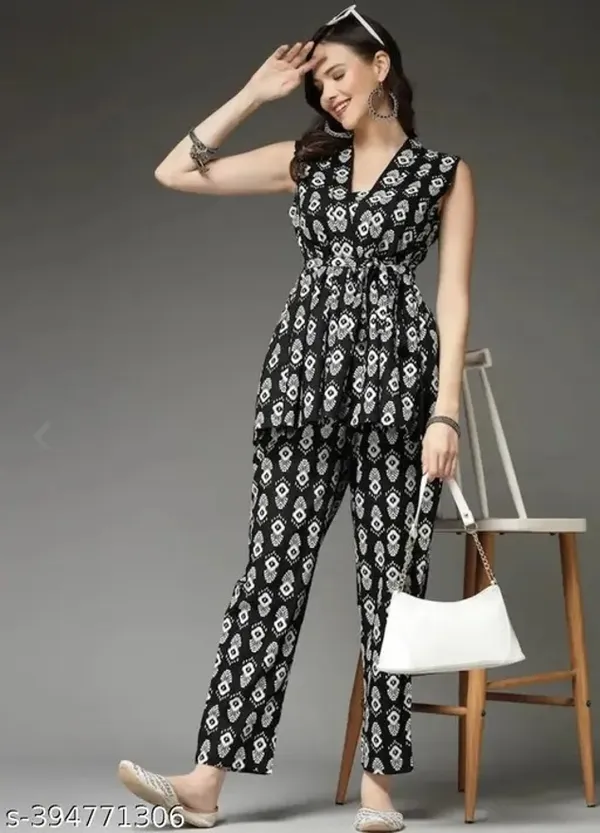 Black_Viscose_Rayon_Casual_Tunic_Pant_Printed_Co-Ords_Set_For_Women