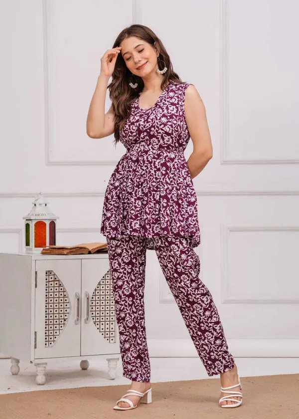 Purple_Viscose_Rayon_Casual_Tunic_Pant_Printed_Co-Ords_Set_For_Women