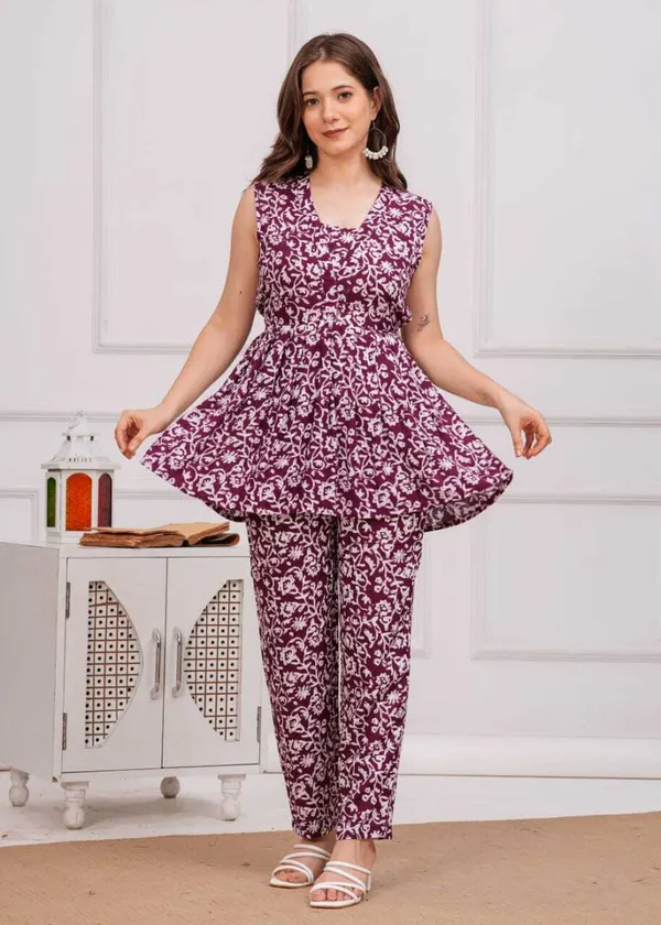 Purple_Viscose_Rayon_Casual_Tunic_Pant_Printed_Co-Ords_Set_For_Women