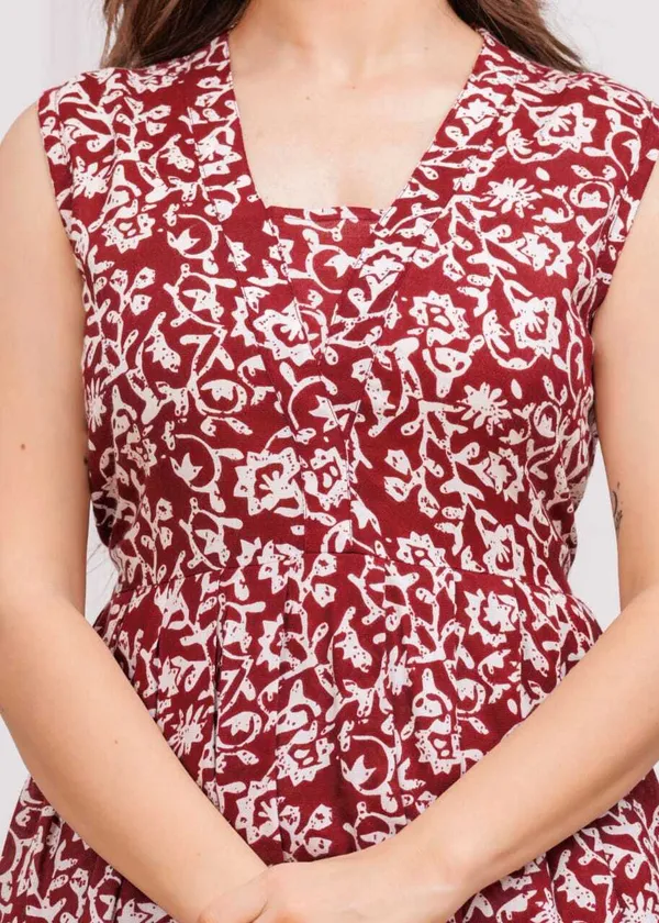 Maroon_Viscose_Rayon_Casual_Tunic_Pant_Printed_Co-Ords_Set_For_Women