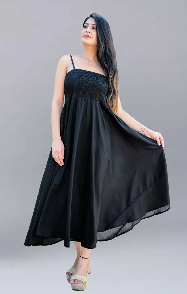 Black_Viscose_Rayon_Maxi/Full_Length_Gown_Dress_For_Women