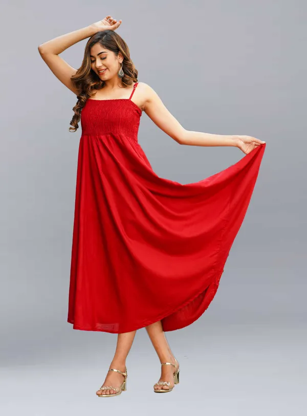 Maroon_Viscose_Rayon_Midi/Calf_Length_Gown_Dress_For_Women