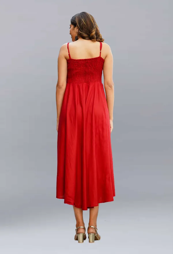 Maroon_Viscose_Rayon_Midi/Calf_Length_Gown_Dress_For_Women